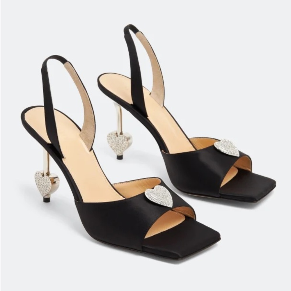 Mach & Mach crystal heart square toe sandals